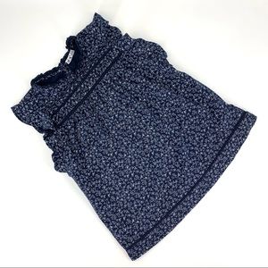 2/$20 Dex Girls' Navy and White Floral Sleeveless Ruffle Shoulder Top, XL